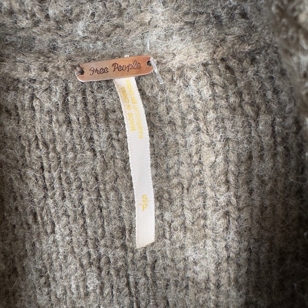 Free People Brown Bubble Sleeve Wool Blend Cardigan Sweater Women's Size S - Picture 4 of 7